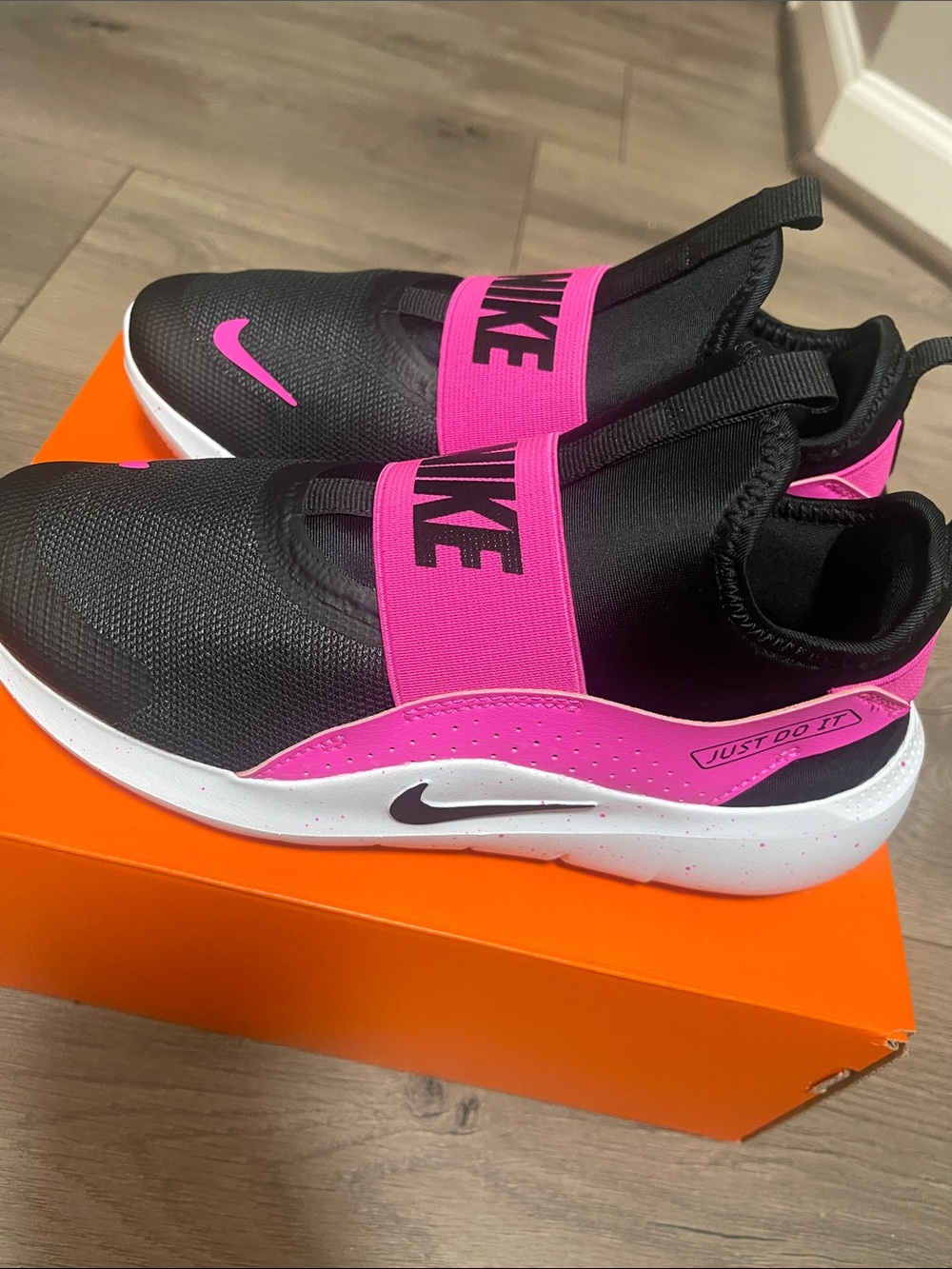 Nike Black Slip-On Sneakers with Hot Pink Accents - Picture 2 of 8